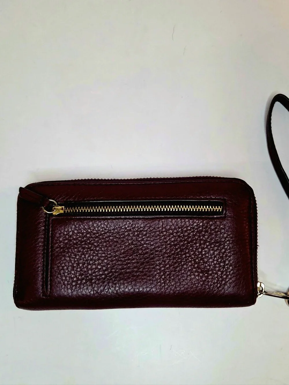 Fossil Wristlet Wallet Genuine Leather Pebbled Burgundy